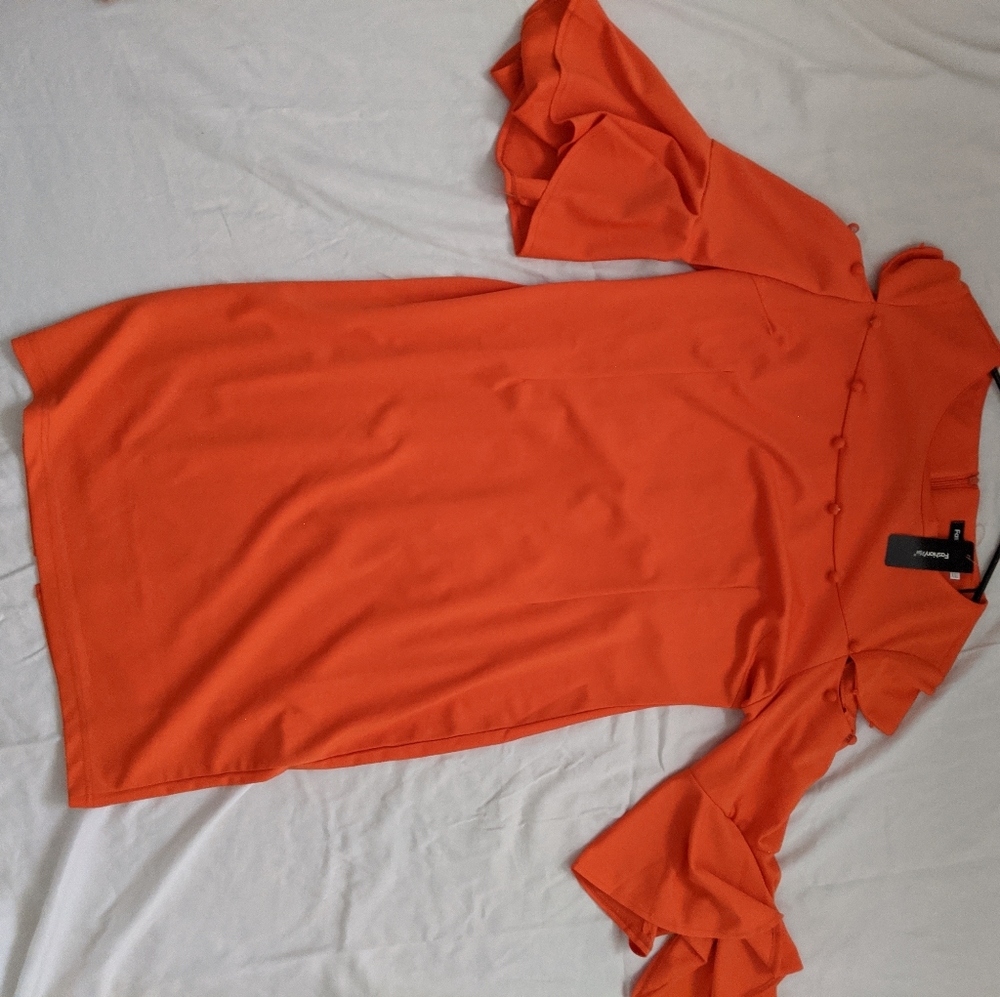 Orange cold shoulder dress